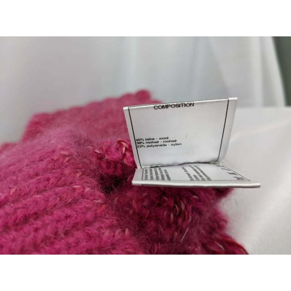 Chanel Hot Pink Luxurious Wool Mohair Blend Knit Hat Scarf Set - Picture 6 of 10